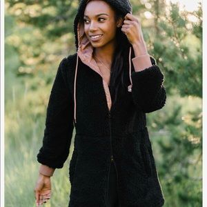 Zyia Long Hooded Sherpa Teddy Jacket new with tags